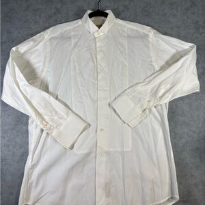 Gitman Gold Tuxedo Shirt Mens 15.5 33 White Formal Pleated Front French Cuff USA